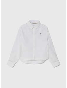 Детска памучна риза Calvin Klein Jeans в бяло