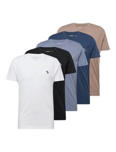 Abercrombie & Fitch Тениска гълъбово синьо / тъмносиньо / светлокафяво / черно / бяло