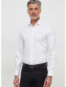 Риза Calvin Klein мъжка в бяло с кройка по тялото класическа яка K10K112299
