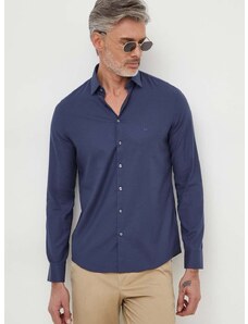 Риза Calvin Klein мъжка в тъмносиньо с кройка по тялото класическа яка K10K112305