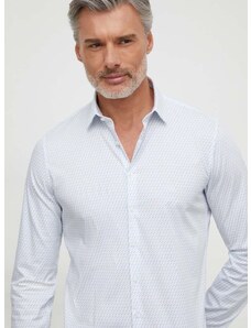 Риза Calvin Klein мъжка в бяло с кройка по тялото класическа яка K10K112311
