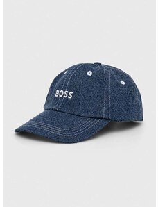 Памучна шапка с козирка BOSS в тъмносиньо с апликация 50510320