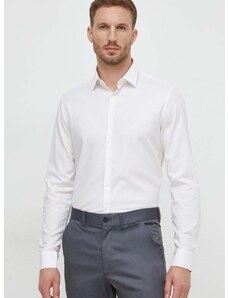 Риза Calvin Klein мъжка в бяло с кройка по тялото класическа яка K10K112305