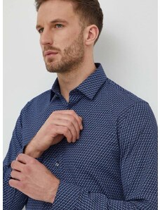 Риза Calvin Klein мъжка в тъмносиньо с кройка по тялото класическа яка K10K112311