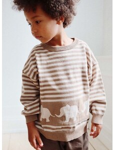 Детски пуловер с вълна Konges Sløjd в бежово от лека материя