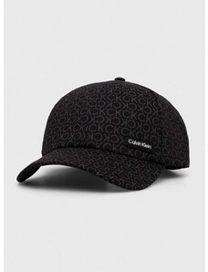 Памучна шапка с козирка Calvin Klein в черно с десен K50K510485