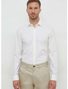 Риза Calvin Klein мъжка в бяло с кройка по тялото класическа яка K10K112301