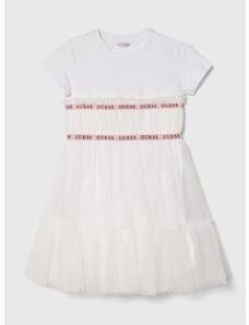 Детска рокля Guess в бяло къса разкроена