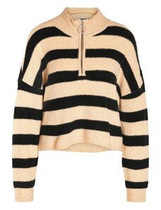Пуловер NOISY MAY NMNEWALICE ZIP KNIT, Черно/Бежаво рае/Black