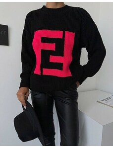 Creative Атрактивен дамски пуловер в черно - код 22010