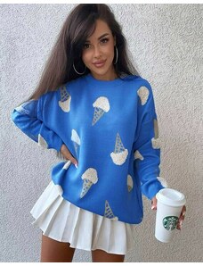Creative Атрактивен дамски пуловер в синьо - код 110556