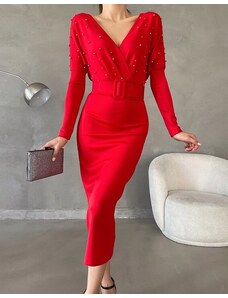 Creative Стилна дамска рокля в червено - код 82704