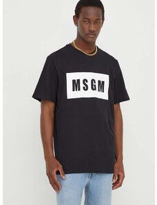 Памучна тениска MSGM в черно с принт 2000MM520.200002