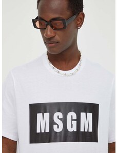 Памучна тениска MSGM в бяло с принт 2000MM520.200002