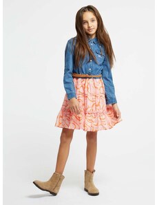 Детска рокля Guess в оранжево среднодълга разкроен модел