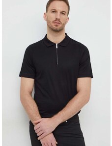 Памучна тениска с яка Karl Lagerfeld в черно с апликация