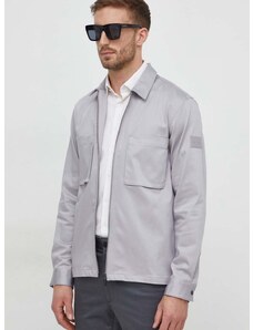 Риза Calvin Klein мъжка в сиво със свободна кройка с класическа яка K10K112356