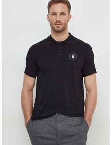 Тениска с яка Karl Lagerfeld в черно с апликация
