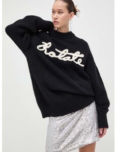 Вълнен пуловер Rotate дамски в черно от топла материя