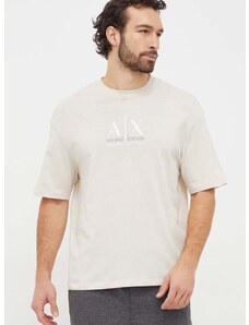 Памучна тениска Armani Exchange в бежово с принт 3DZTAB ZJ3VZ