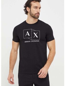 Памучна тениска Armani Exchange в черно с принт 3DZTAD ZJ9AZ