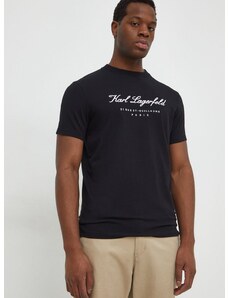 Тениска Karl Lagerfeld в черно с апликация 541221.755403