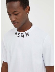 Памучна тениска MSGM в бяло с принт 3640MM118.247002