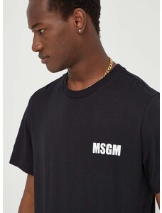 Памучна тениска MSGM в черно с принт 3640MM130.247002