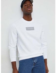Памучен суичър Calvin Klein в бяло с апликация K10K112252