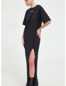 Памучна рокля MSGM в черно дълга с уголемена кройка 3641MDA83.247002
