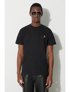 Памучна тениска Carhartt WIP S/S American Script T-Shirt в черно с апликация I029956.89XX