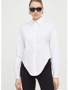 Риза Guess DEA дамска в бяло със свободна кройка с класическа яка W4RH59 WE2Q0
