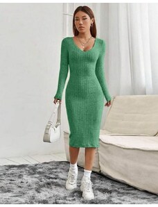 Creative Изчистена дамска рокля с V-образно деколте в цвят мента - код 32666