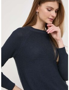Памучен пуловер Weekend Max Mara в тъмносиньо от лека материя 2415361071600