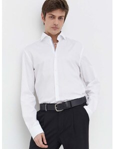 Памучна риза HUGO мъжка в бяло със стандартна кройка с класическа яка 50508303
