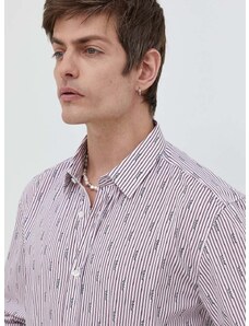 Памучна риза HUGO мъжка в розово със стандартна кройка с класическа яка 50508305