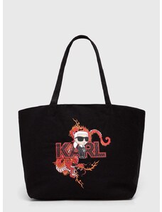 Памучна чанта Karl Lagerfeld в черно
