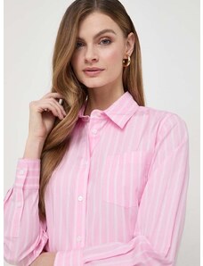 Памучна риза Weekend Max Mara дамска в розово със стандартна кройка с класическа яка 2415111121600