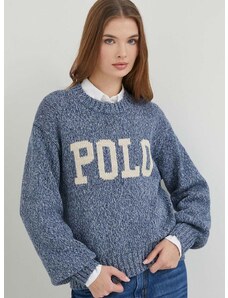 Пуловер Polo Ralph Lauren дамски в синьо от топла материя 211924441