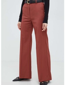 Вълнен панталон Weekend Max Mara в червено с разкроени краища, висока талия 2415131081600