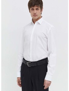 Памучна риза HUGO мъжка в бяло с кройка по тялото класическа яка 50508294
