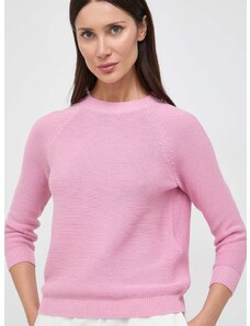 Памучен пуловер Weekend Max Mara в розово от лека материя 2415361071600