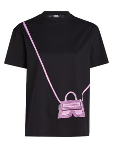 Karl Lagerfeld Тениска 'Ikon' орхидея / розово / черно
