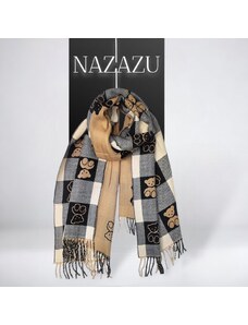 NAZAZU Красив двулицев дамски шал от Кашмир с мечета - Бежов & Черен 201204