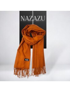 NAZAZU Красив едноцветен дамски шал от Кашмир - Ултра Модерно Кафяво 201203
