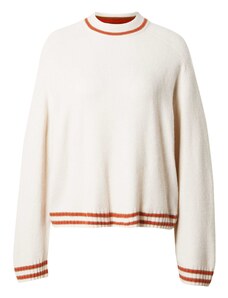 ESPRIT Пуловер екрю / кафяво / червено