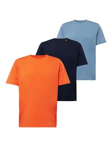 KnowledgeCotton Apparel Тениска нейви синьо / светлосиньо / оранжево