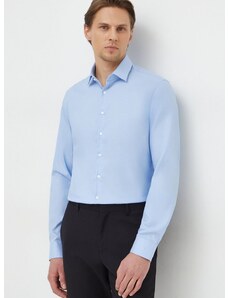 Риза Calvin Klein мъжка в синьо с кройка по тялото класическа яка K10K112299