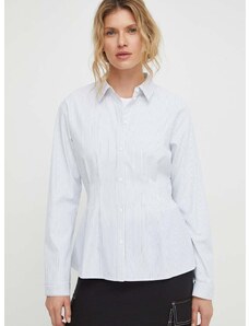 Риза Résumé дамска в бяло с кройка по тялото с класическа яка