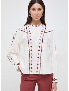 Памучна блуза Weekend Max Mara дамска в бежово с апликация 2415111031600